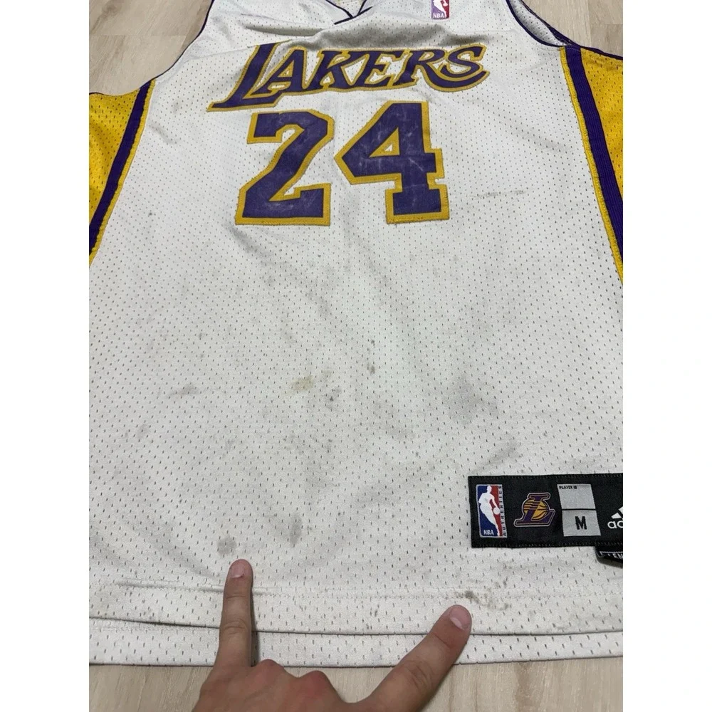 Adidas Kobe Bryant Jersey Men's Medium White Swingman Lakers #24 Length +2